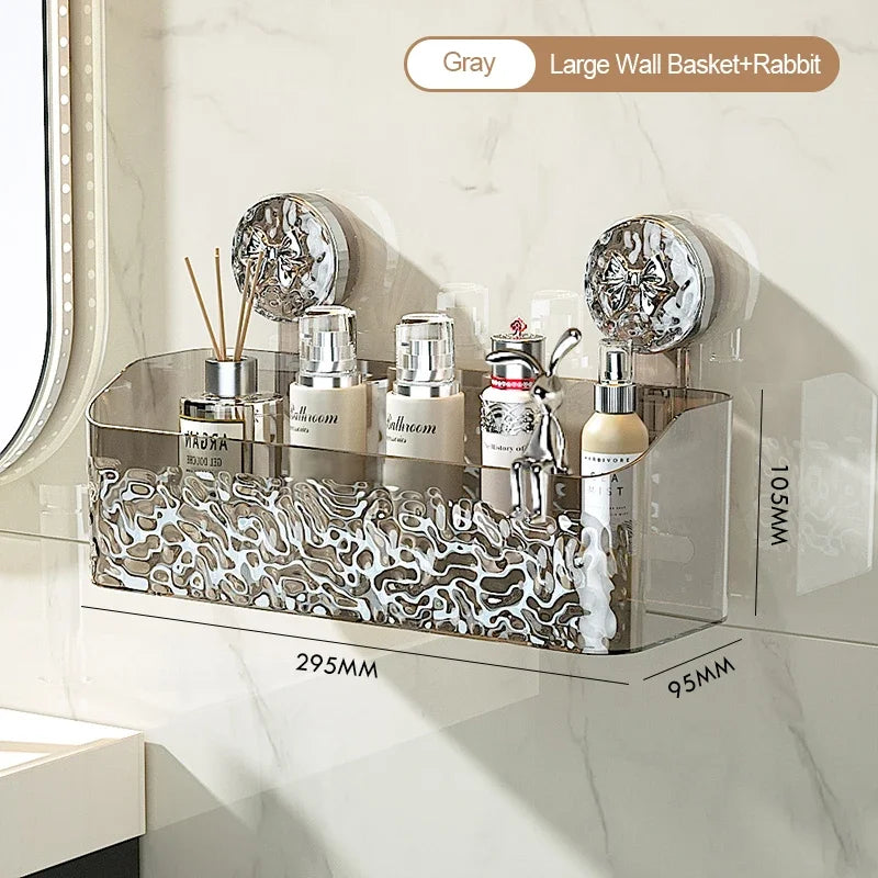 Big Red House Bathroom WallMounted Storage Shelf SuctionCup GlacierPattern Organizer