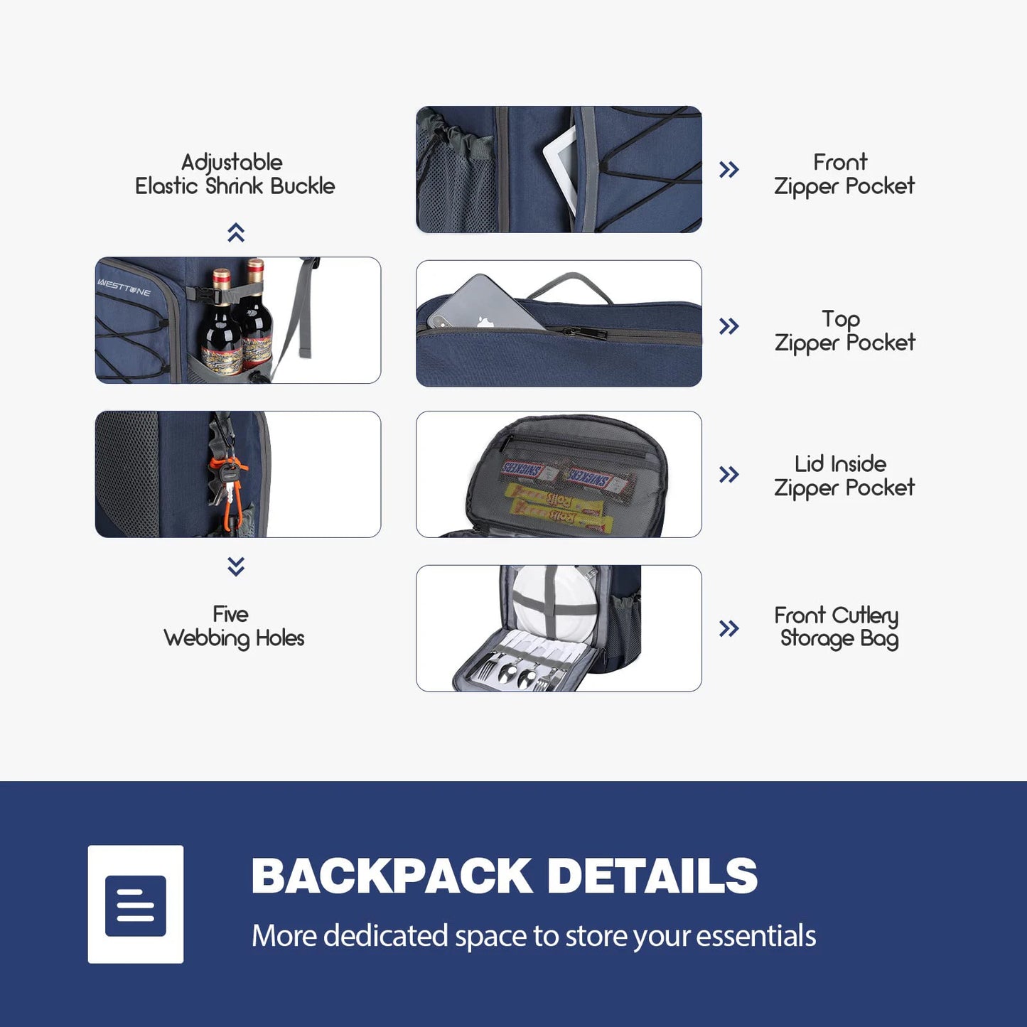 WestTune Leakproof Insulated Cooler Backpack Hiking Travel