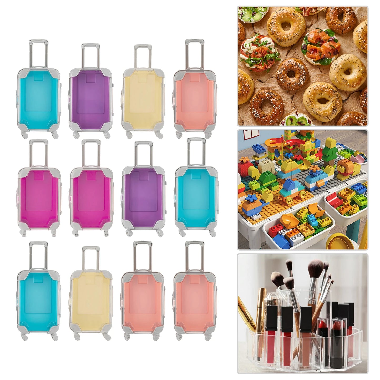 12 Pieces Mini Suitcase Simulation Trolley Case Mini Rolling Luggage for Travel Birthday Parties Beach Parties 5 Colors
