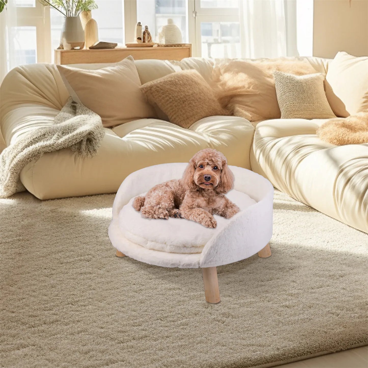 Raised Pet Sofa Bed For Cats And Small Dogs With Cushion