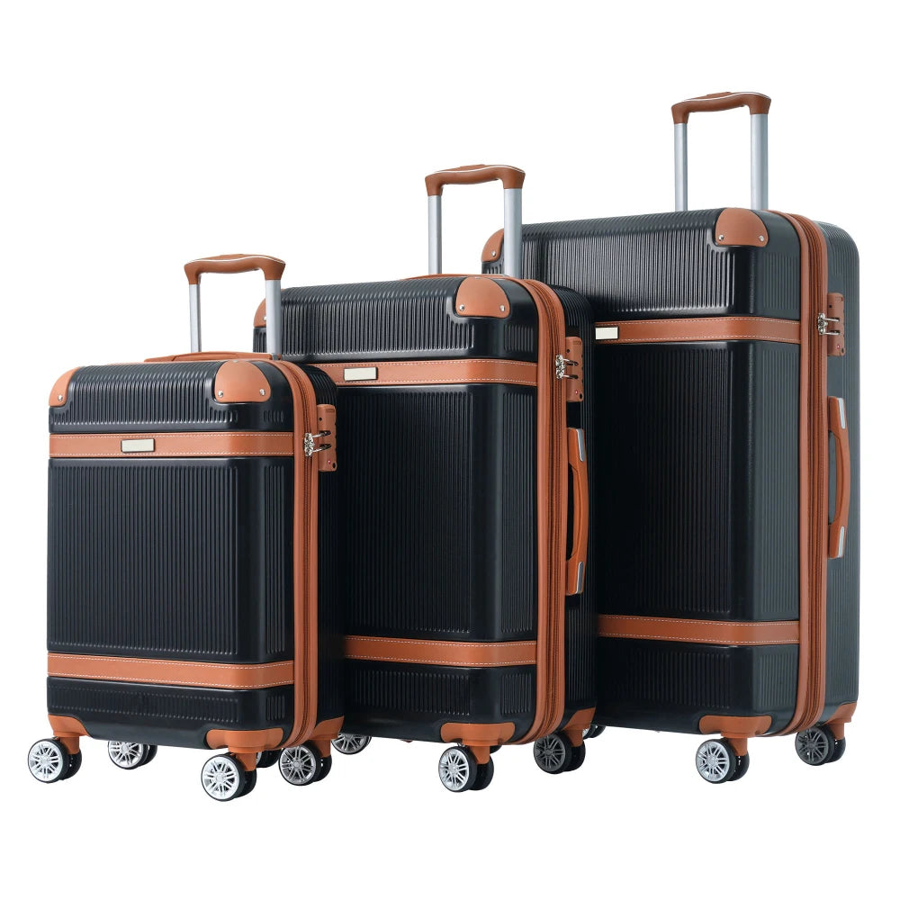 Hardshell Luggage Set 3 Piece Double Spinner Suitcase with TSA Lock Lightweight 20 Inch 24 Inch 28 Inch
