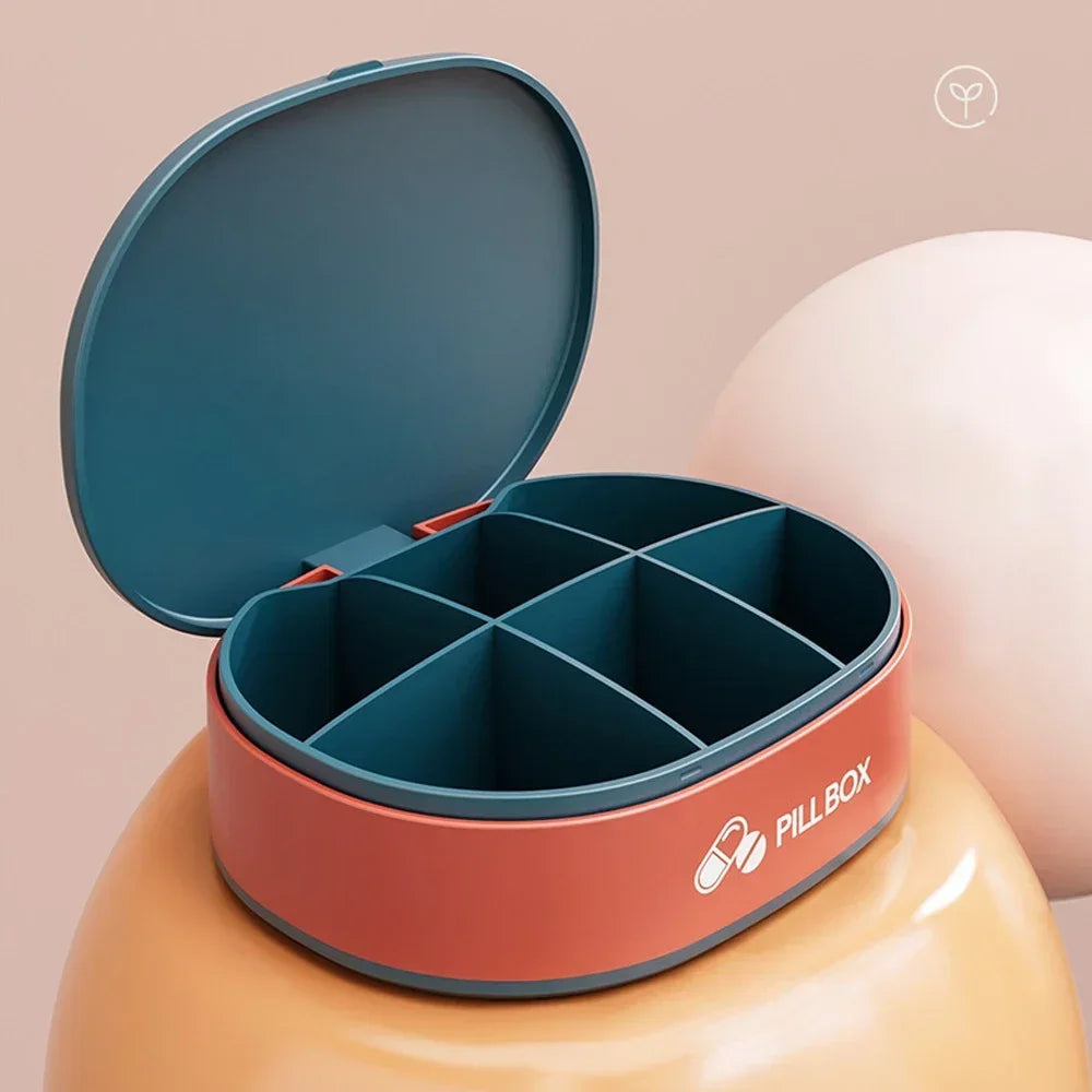 Hign-concerned 6 Compartment Travel Pill Organizer Portable Pill Case