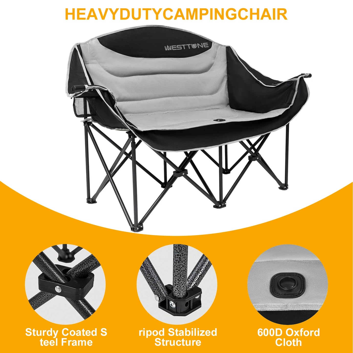WestTune Heavy Duty Outdoor Couch Double Camping Chair