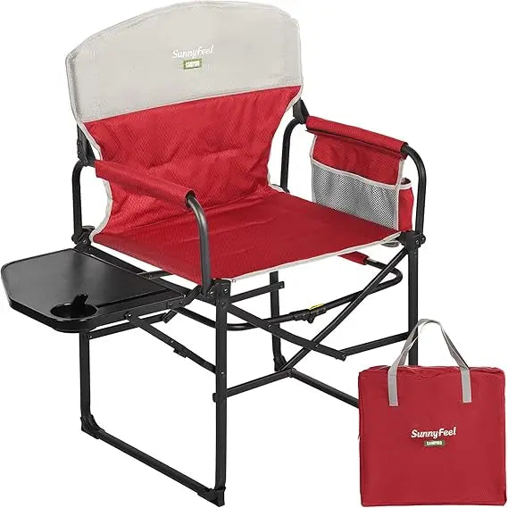 Camping Directors Chair, Heavy Duty,Oversized Portable Folding Chair with Side Table, Pocket for Beach, Fishing,Trip,Picnic,Law