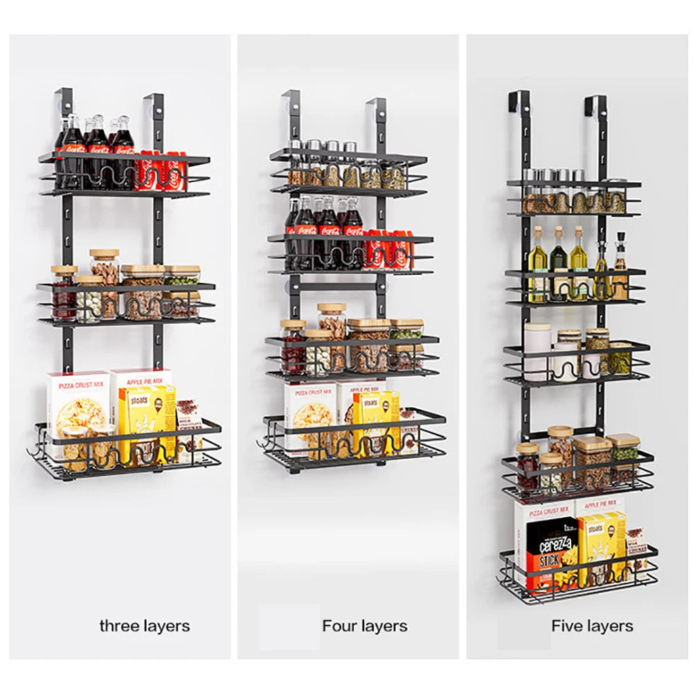 HobbyLane Five Tier Over The Door Pantry Organizer Metal Shelves