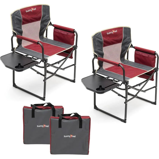 Camping Directors Chair, Heavy Duty,Oversized Portable Folding Chair with Side Table, Pocket for Beach, Fishing,Trip,Picnic,Law