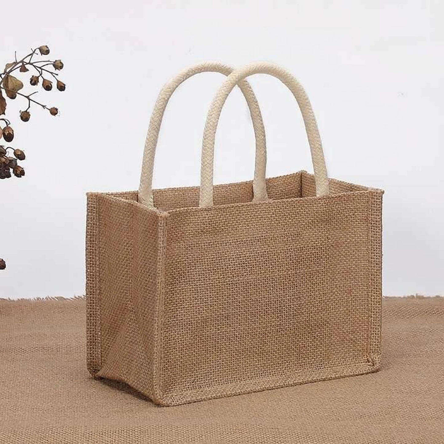 Reusable Women's Jute Tote Bags With Handles For Shopping