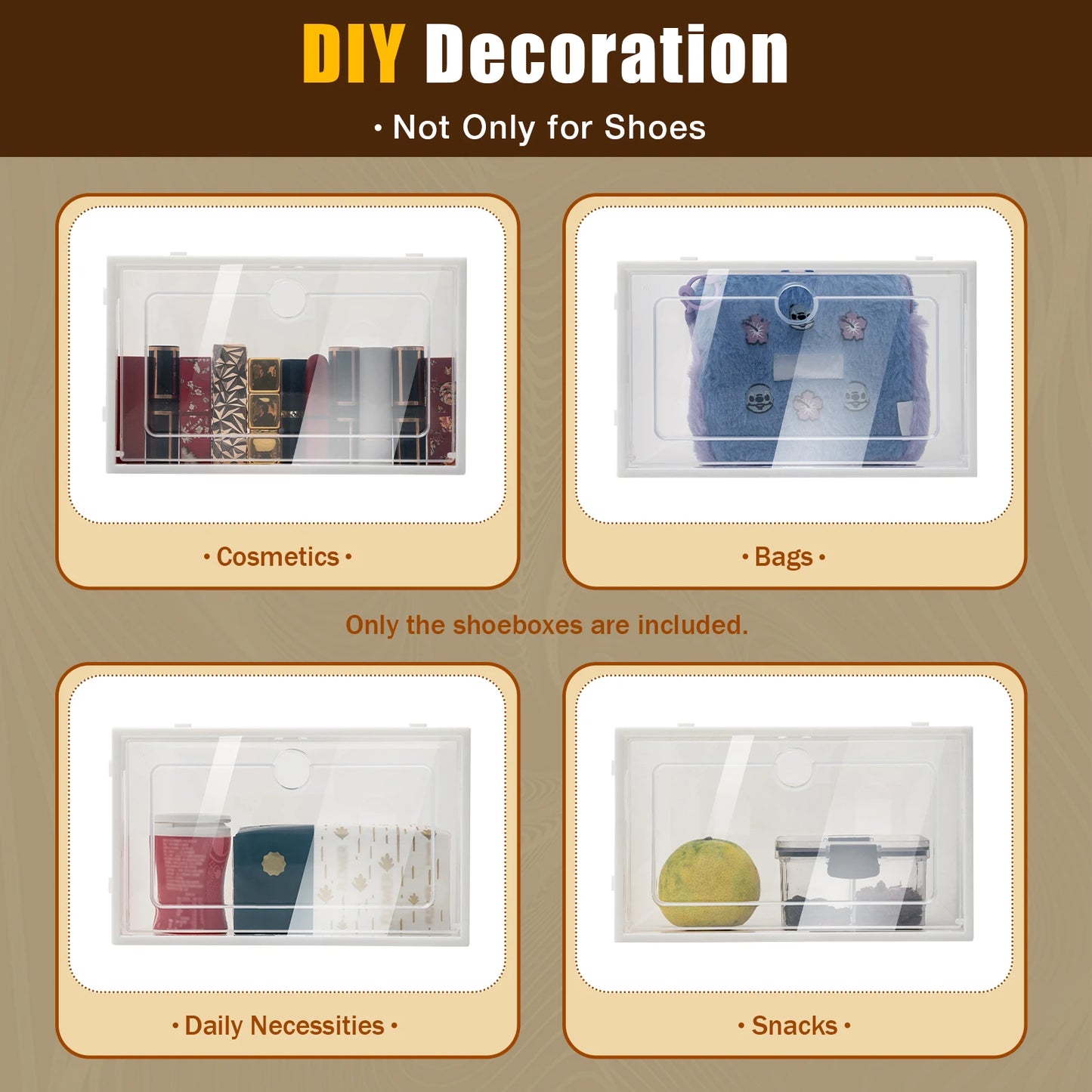 Transparent Foldable Shoe Box Organizer 24 Pack Stackable Storage