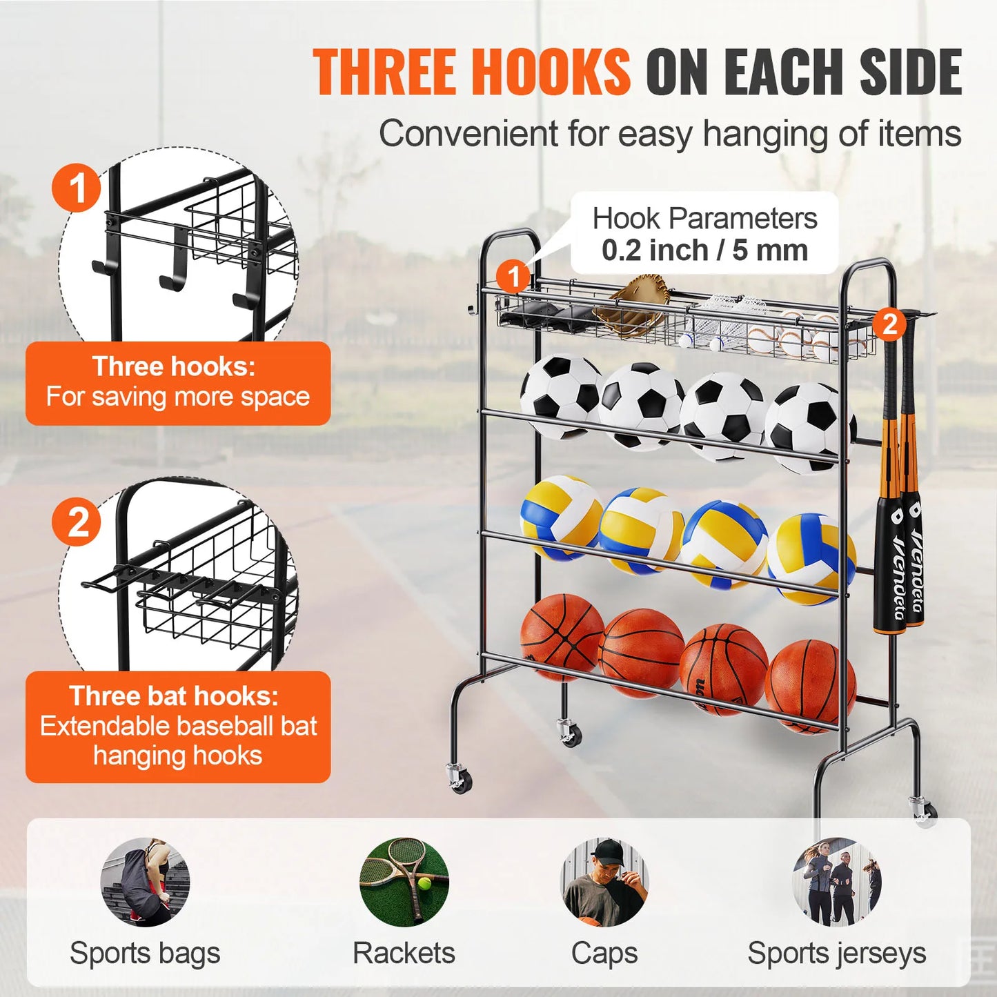 Vevor Four Layer Basketball Rack Rolling Stand With Wheels