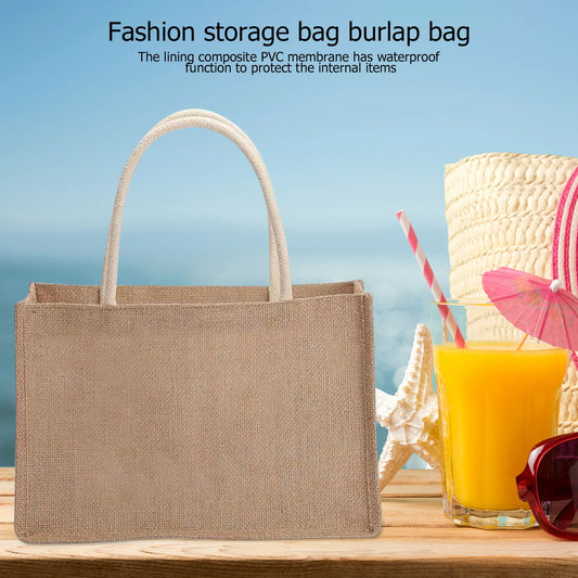 Reusable Women's Jute Tote Bags With Handles For Shopping