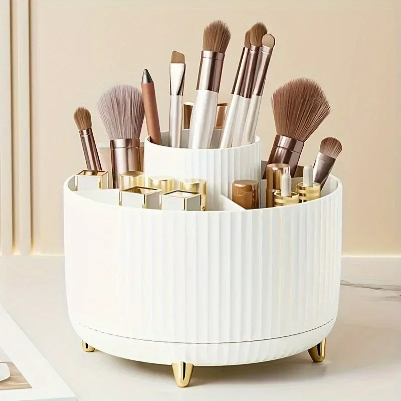 Casa Bano 360 Degree Rotating Makeup Brush Organizer Five Slot Cup Vanity Storage