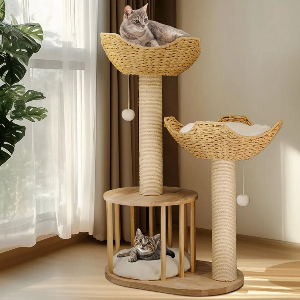 BORWARTCN 3 Tier Cat Tree With Plush Napping Perches