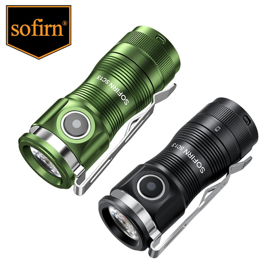 Sofirn Mini SC13 SST40 LED 1300 Lumen Tactical 18350 Rechargeable Flashlight 6000K Keychain Emergency Torch with Magnetic Base