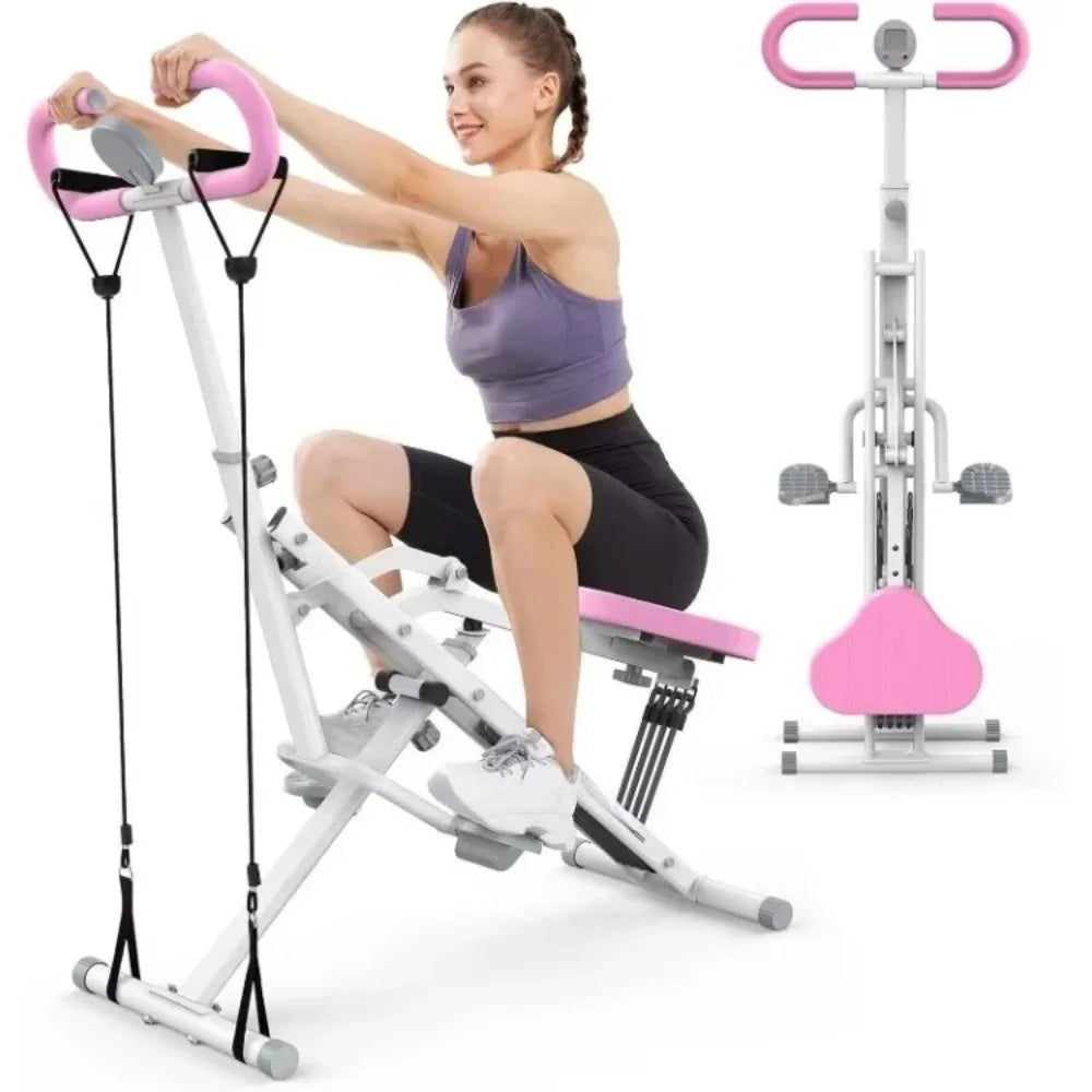 Rodeo Core Foldable Multisystem Quadriceps Rowing Machine With ResistanceBands Home