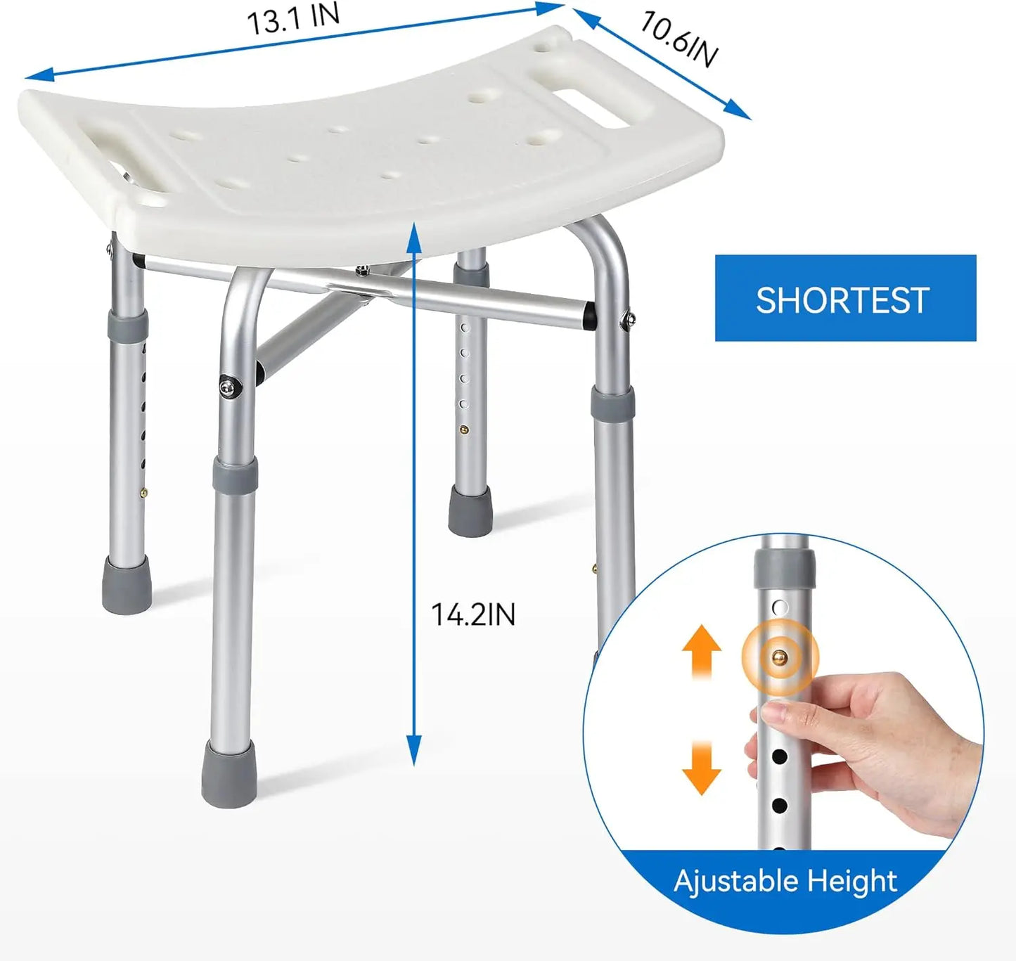 HiMISSH Shower Bench Chair With Adjustable Height And Anti Slip