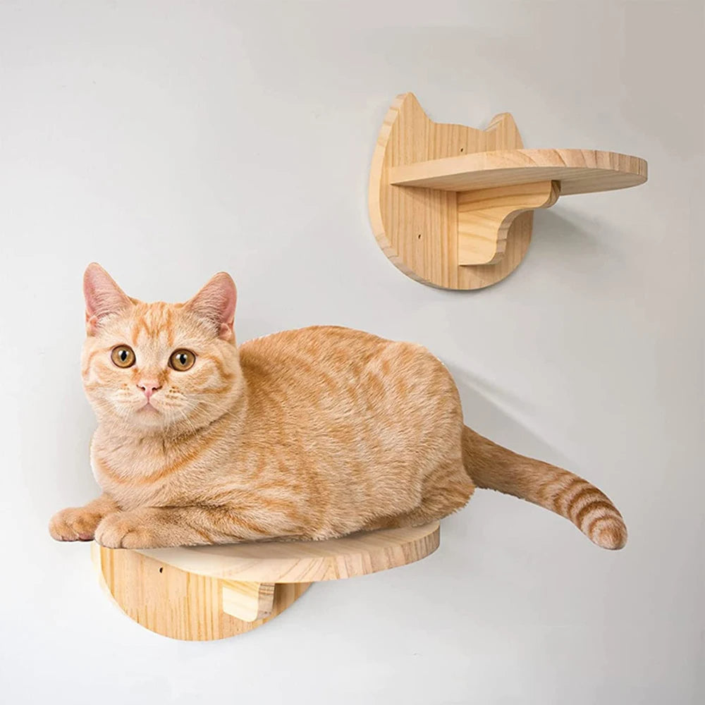 Cat Climbing Shelf Wall Mounted Four Step Stairway With Sisal Scratching Post For Cats Tree Tower Platform