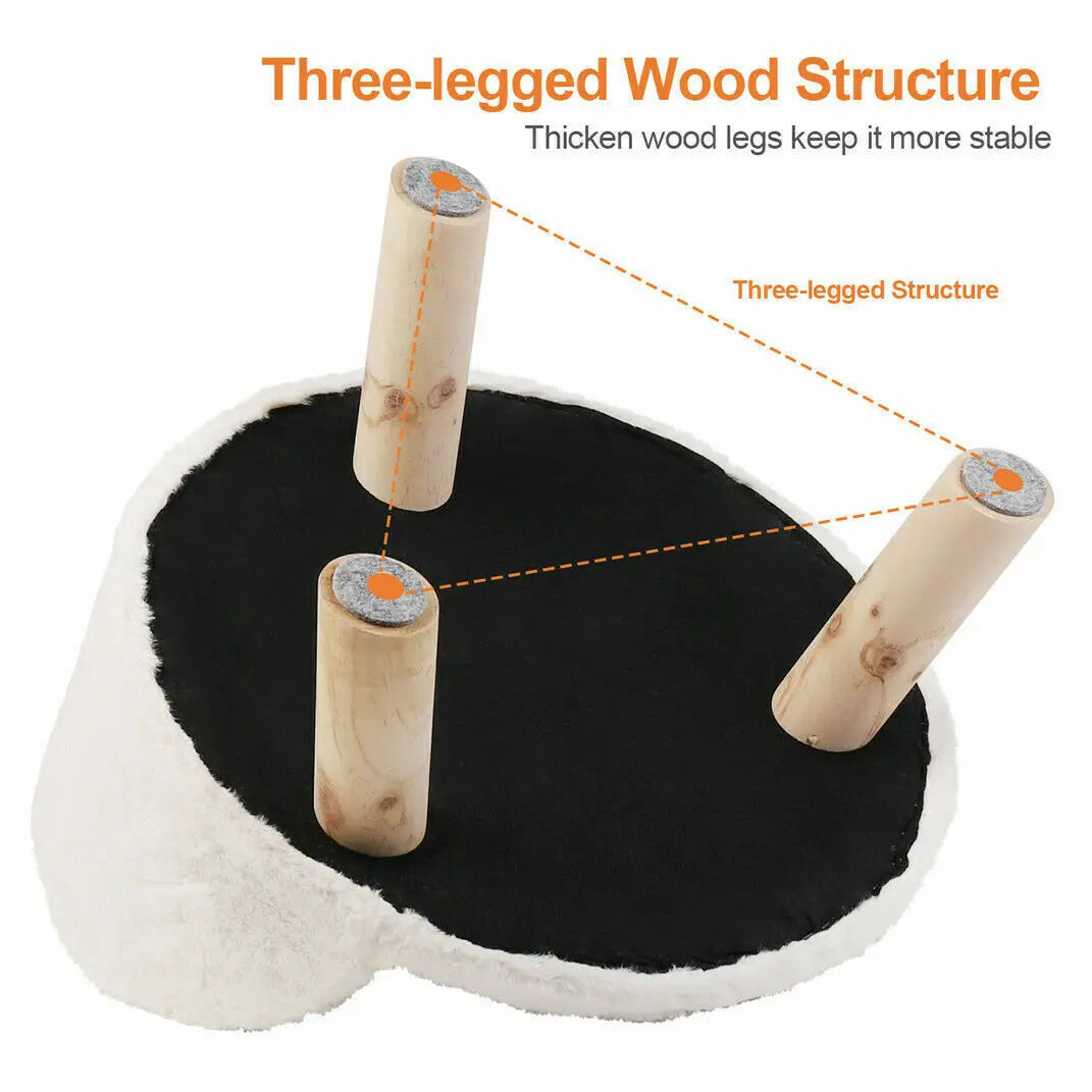 Luxury Soft Cat Bed Warm Plush Fabric Pet Nesting Chair Bed Washable Couch with Wood Legs and Cushion Pad for Small Pets