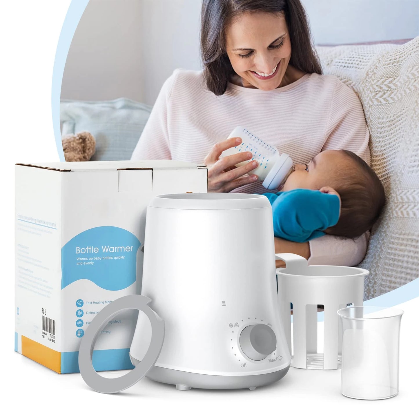 Kisdream Milk Warmer Multifunctional Baby Bottle Warmer With Fast Heat Auto Shut Off Food Grade PP Stainless Steel