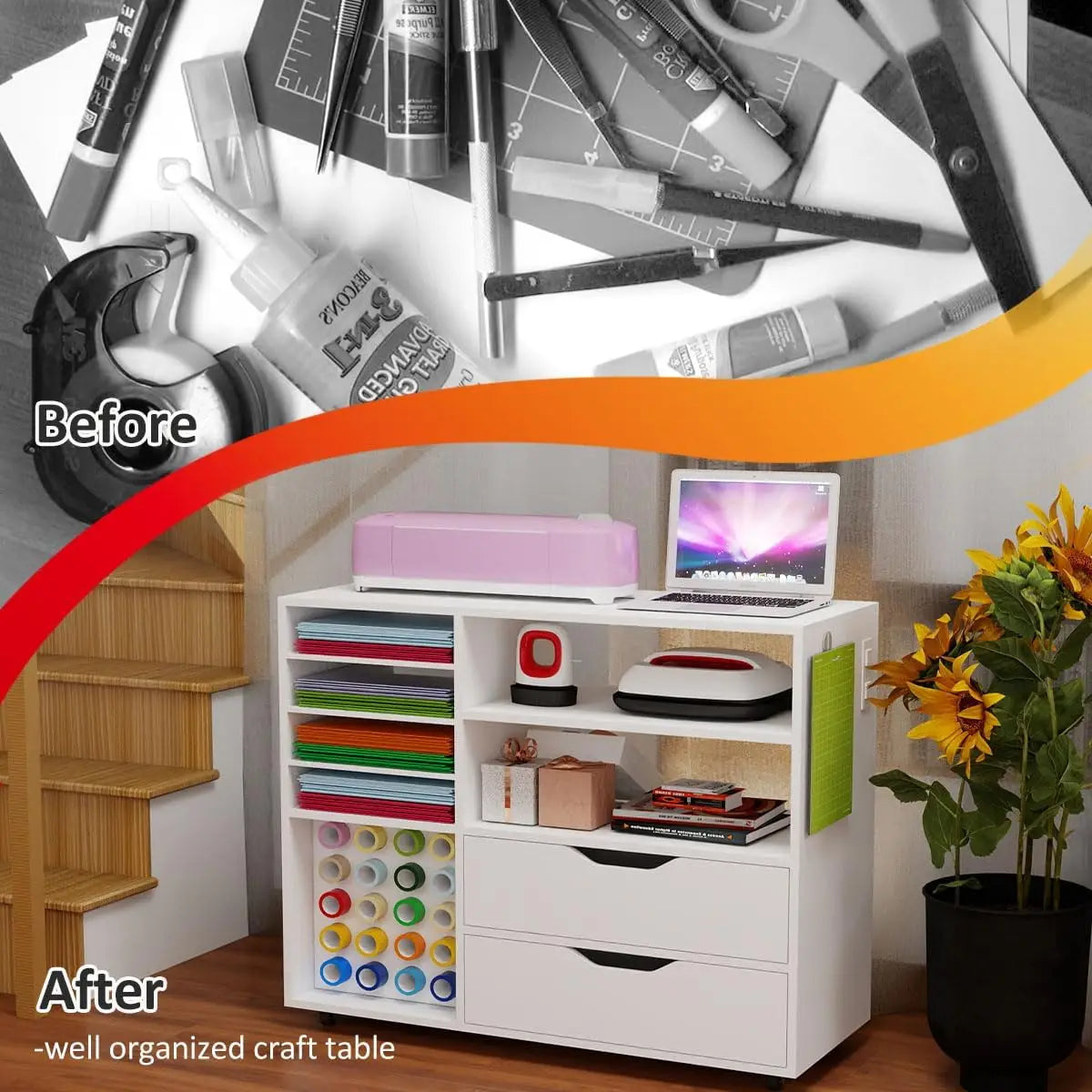 Cricut Compatible Rolling Craft Cart With Charge Station