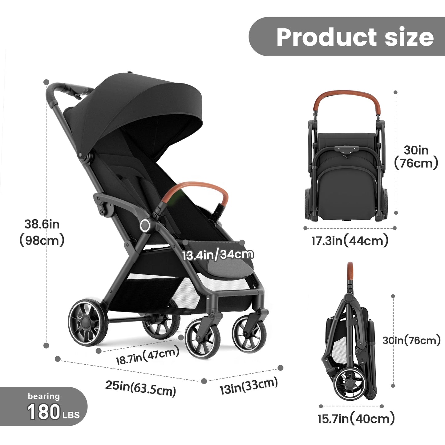 Standard Stroller Seat Foldable Portable Newborn Stroller Luxury Baby Carriage Suit for Baby and Toddlers 360 Degree Swivel Seat