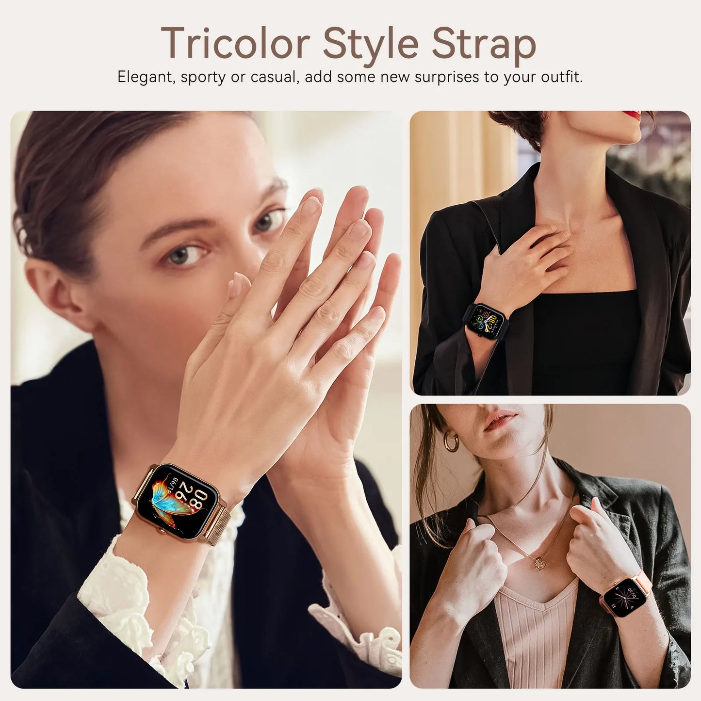 LaNikar P66D Smartwatch For Women Health Monitoring IP68 Waterproof Bluetooth Calling Fitness Tracker