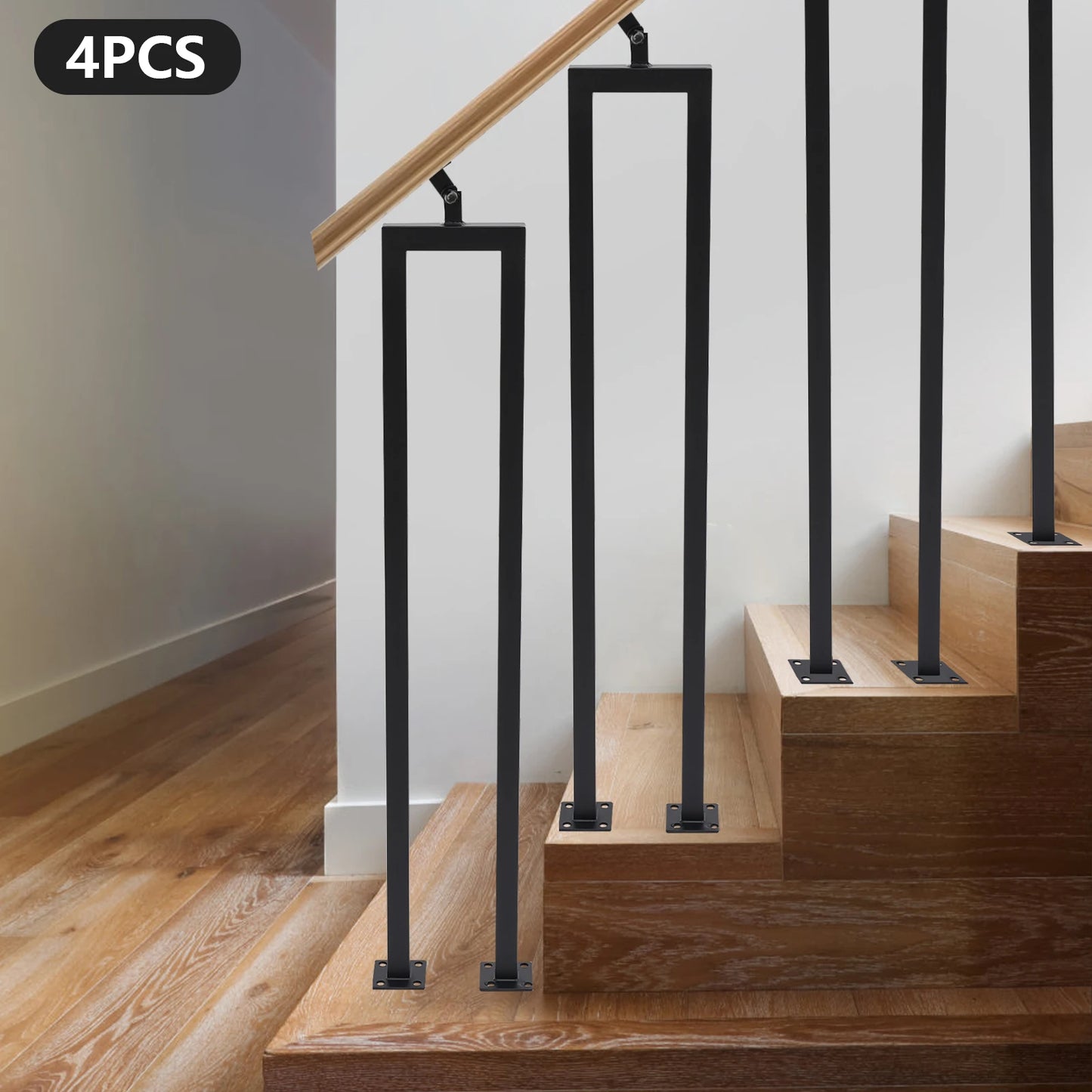 4 Pack U Shaped Stair Handrail Indoor Railing Iron Decor