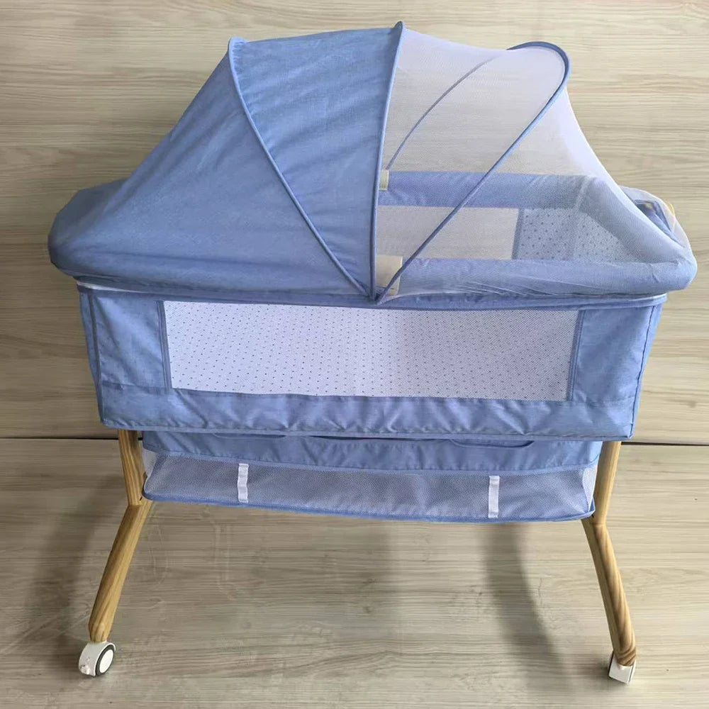Portable Nursery Crib with Mosquito Net and Storage Bag
