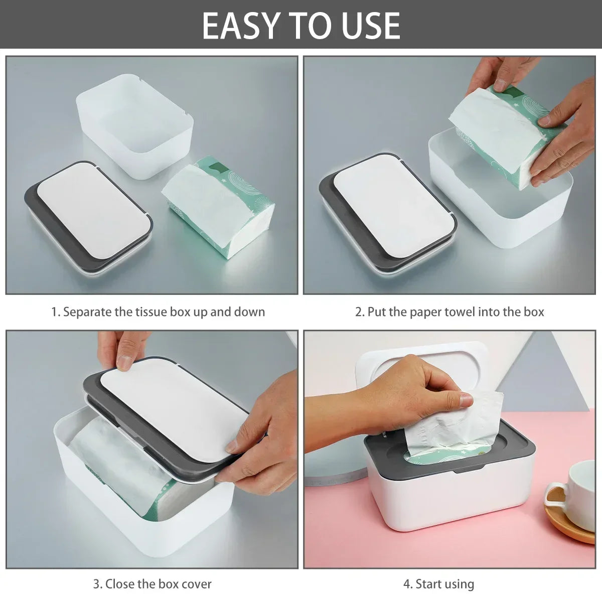 Portable Wet Tissue Box Dispenser With Lid Car Organizer