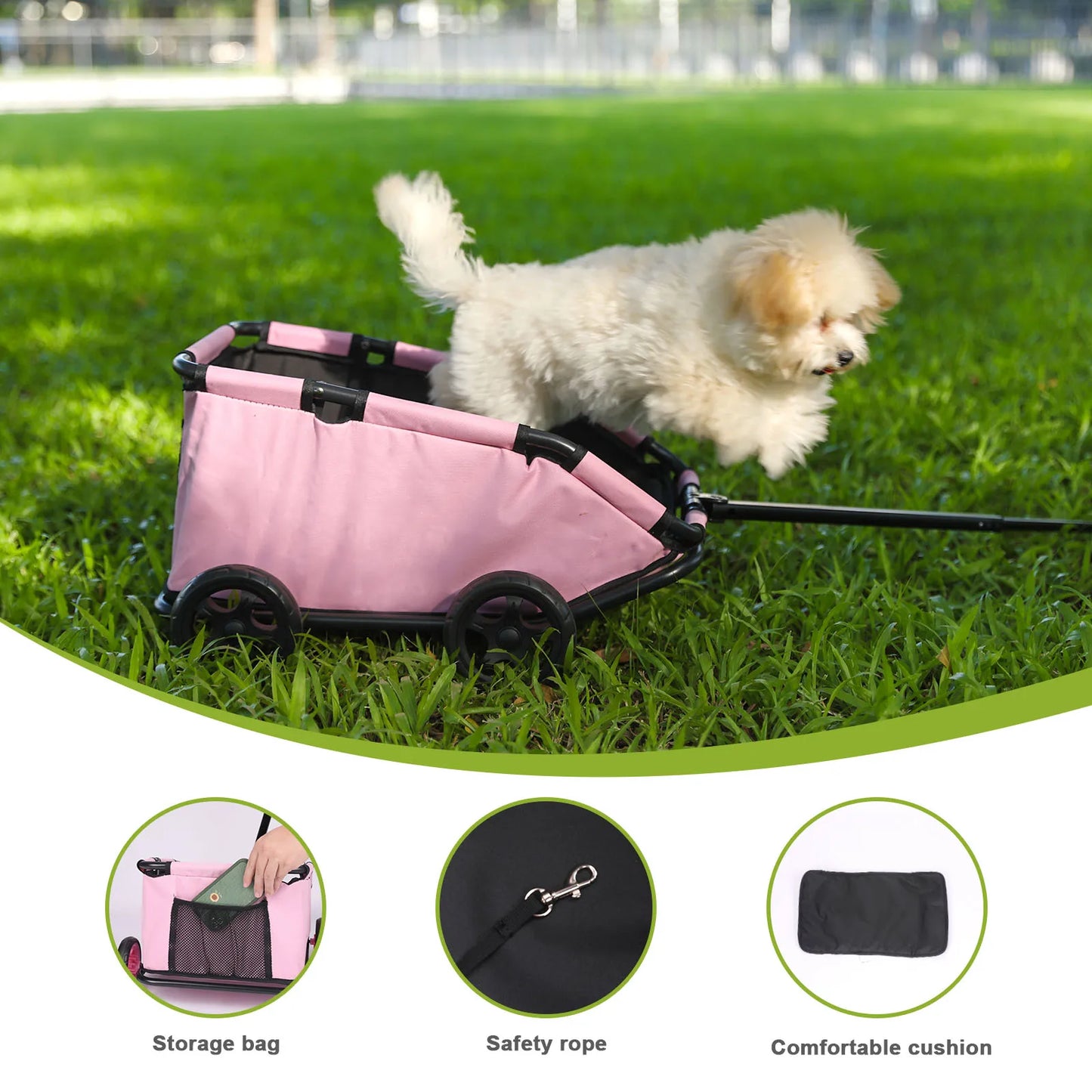 Small Pet Cart 4 Wheels Folding Dog Stroller Lightweight 360 Degree Rotating Trolley Pet Stroller for Small Cats and Dogs