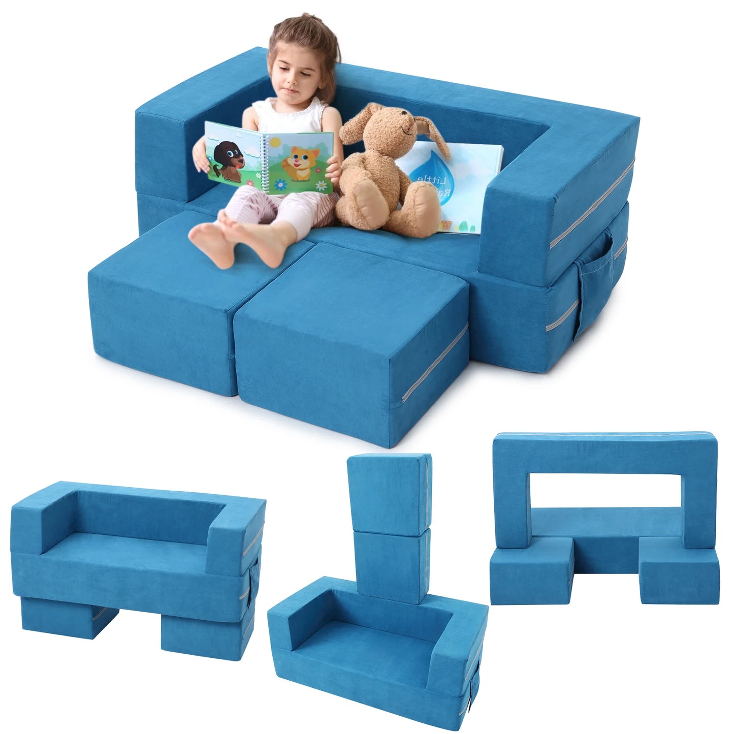 Modular Kids Play Couch 3 Piece Toddler Foam Sofa Bed
