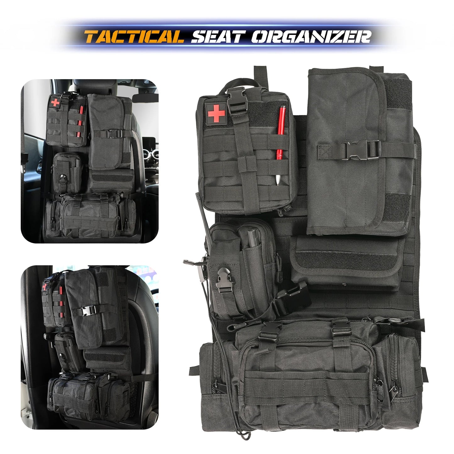 XUKEY Car Seat Back Molle Organizer With Five Pouches