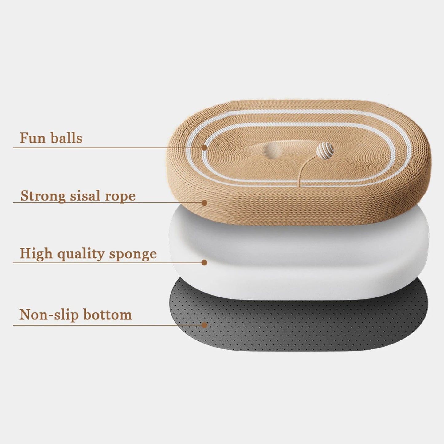 Guangdong Cat Scratching Bed 3 in 1 Oval Sisal Sofa