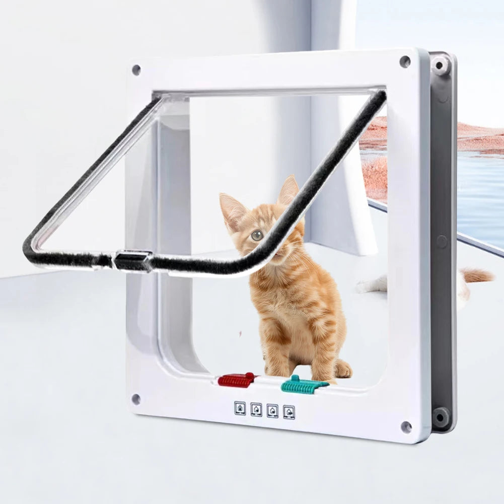 Puppy Kitten Safety In Out Cat Door With 4 Way Lock