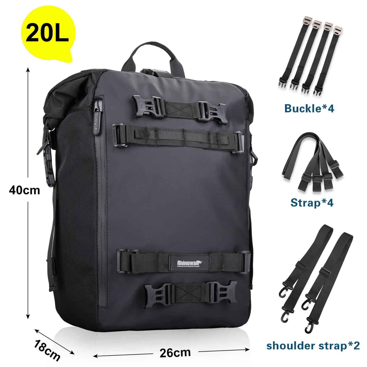 Rhinowalk Motorcycle Rear Seat Bag Waterproof 10L 20L 30L