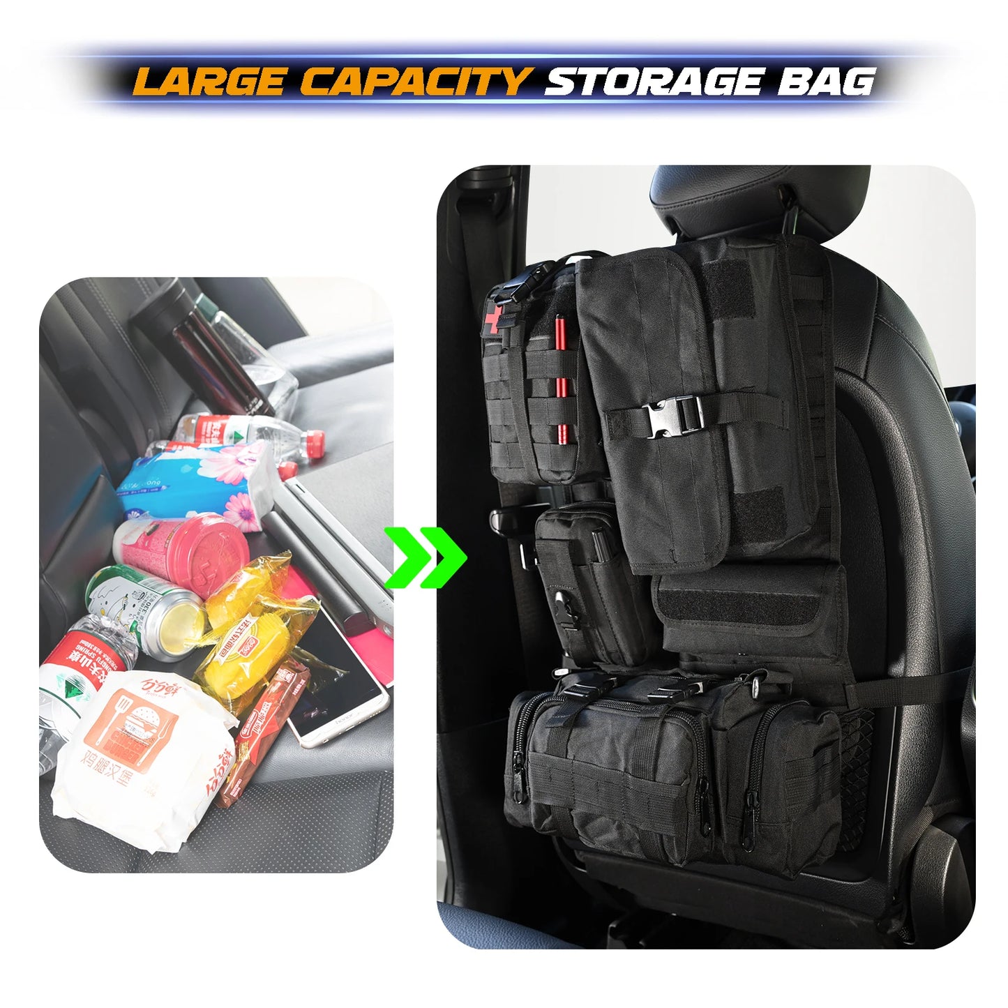 XUKEY Car Seat Back Molle Organizer With Five Pouches