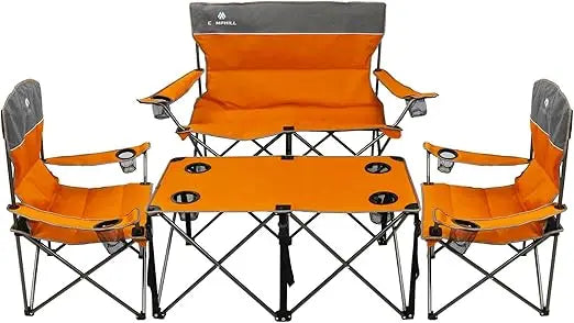 Set of 3 Camping Chairs Folding 500Lb Cup Holder Carry Bag