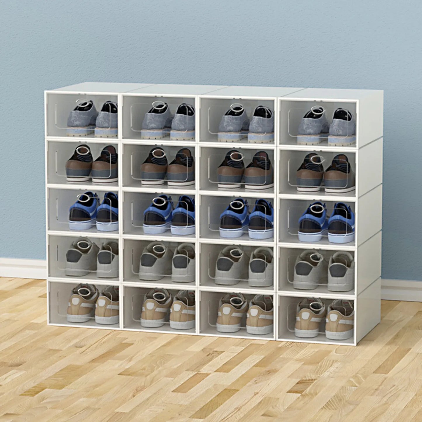 20 Pieces Sneaker Display Case Organizer Stackable Shoe Box
