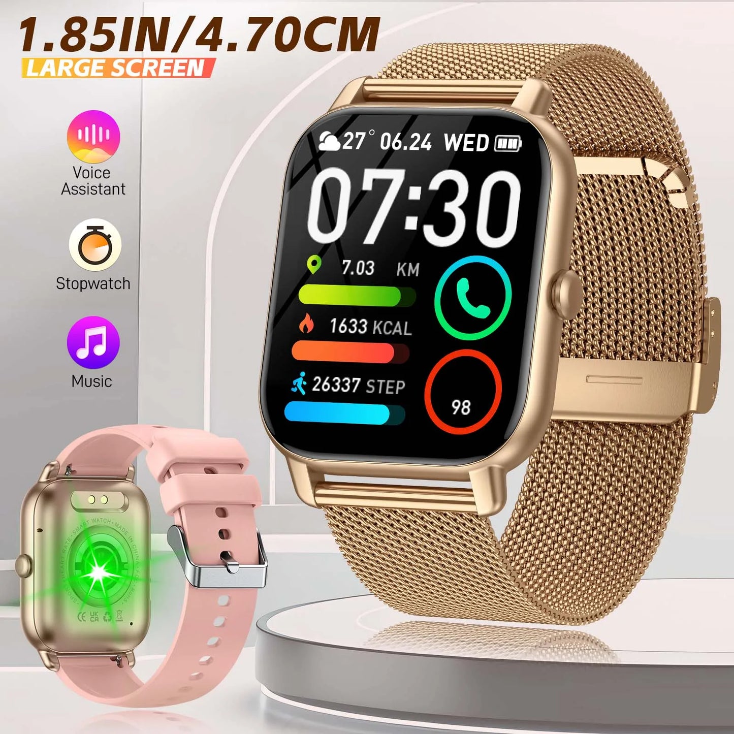 LaNikar P66D Smartwatch For Women Health Monitoring IP68 Waterproof Bluetooth Calling Fitness Tracker