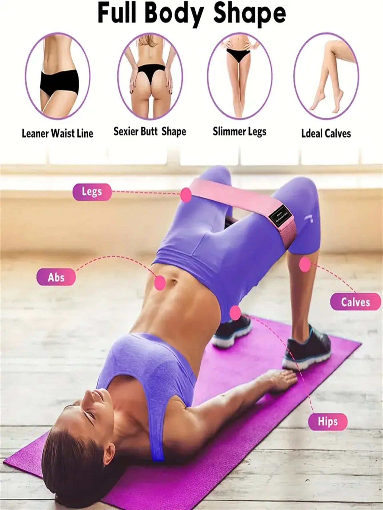 Pilates Elastic Resistance Bands For Booty Legs Workout