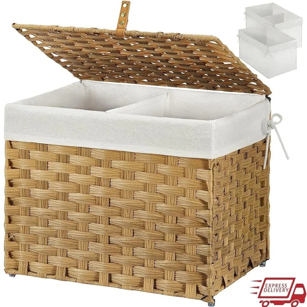 35L Foldable Storage Basket Lid Removable Liner And Handles