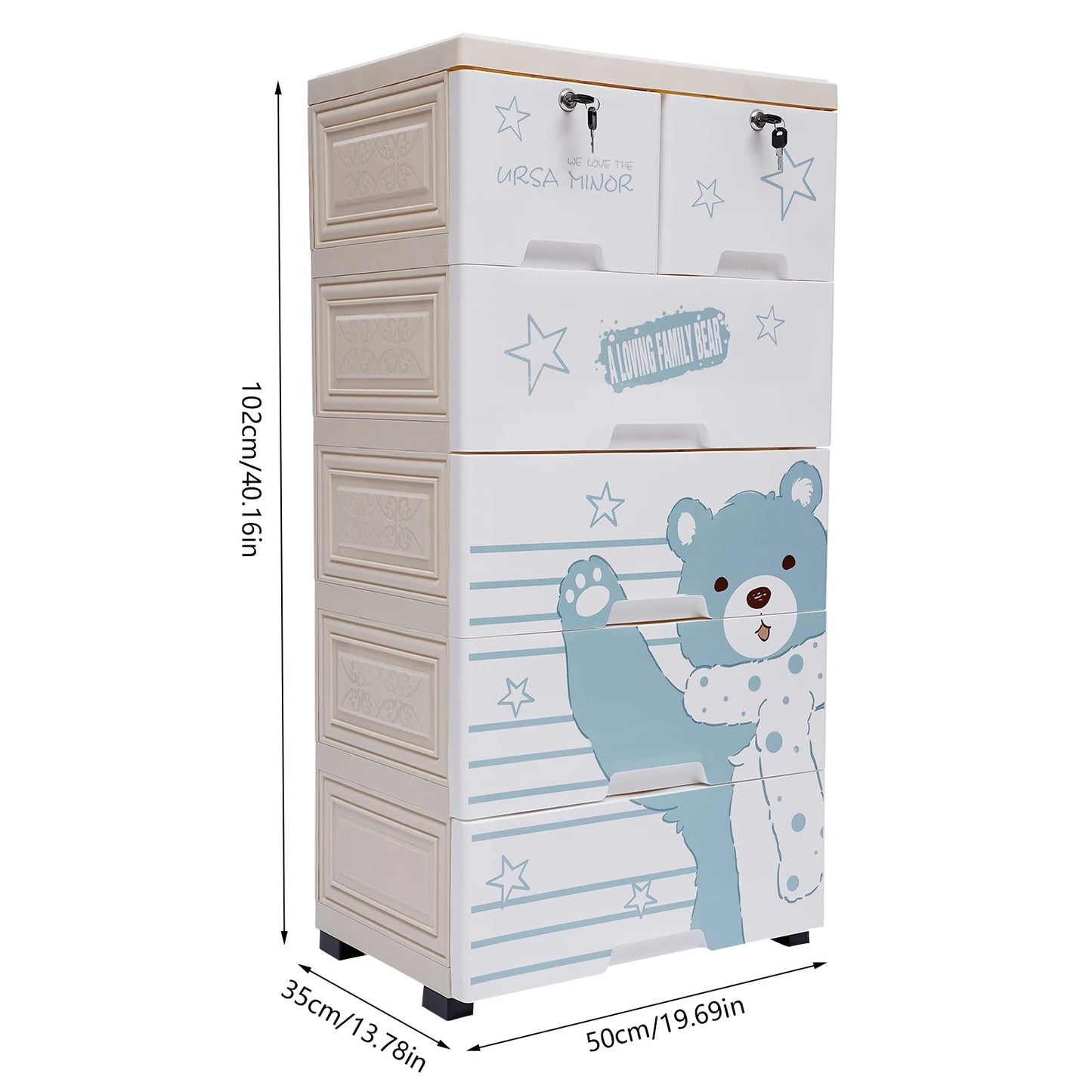 102cm 5 Layer Rolling Storage Cabinet Locks And Drawers