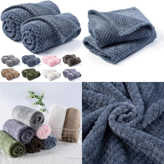Warm Fuzzy Dog Cat Blanket Plush Fleece Throw 24x32 Blue