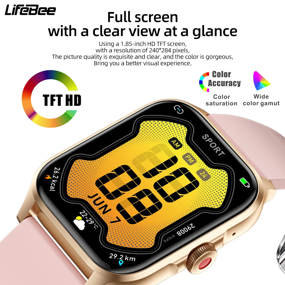 LIFEBEE 1.85 Inch Smartwatch for Men and Women with Call Function Activity Fitness Tracker Sleep Monitor Calorie and Step Counter Sports Running