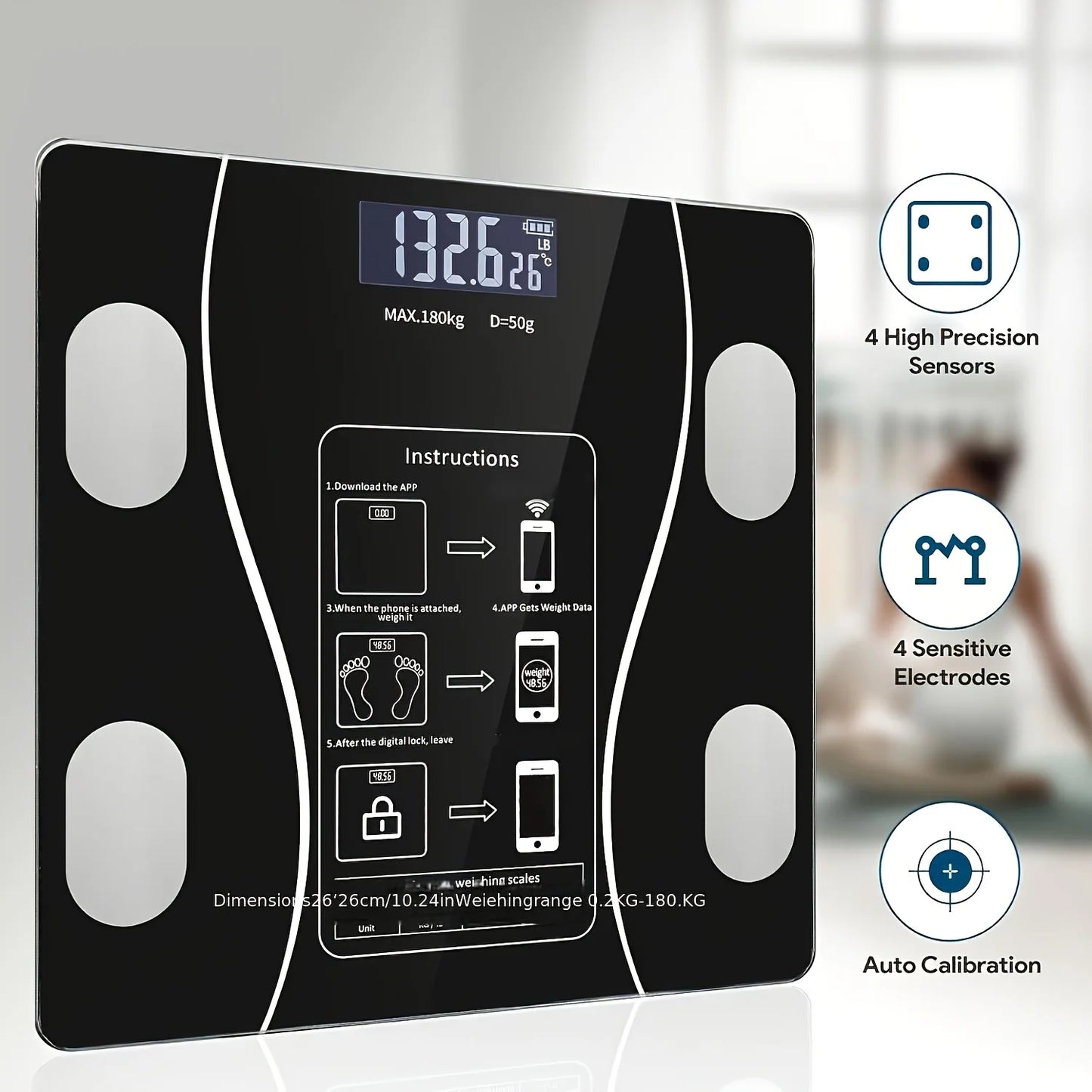 Intelligent Digital Body Scale With Backlit LED Display Weighs Up To 400 Pounds Ideal For Weight Management And Fitness