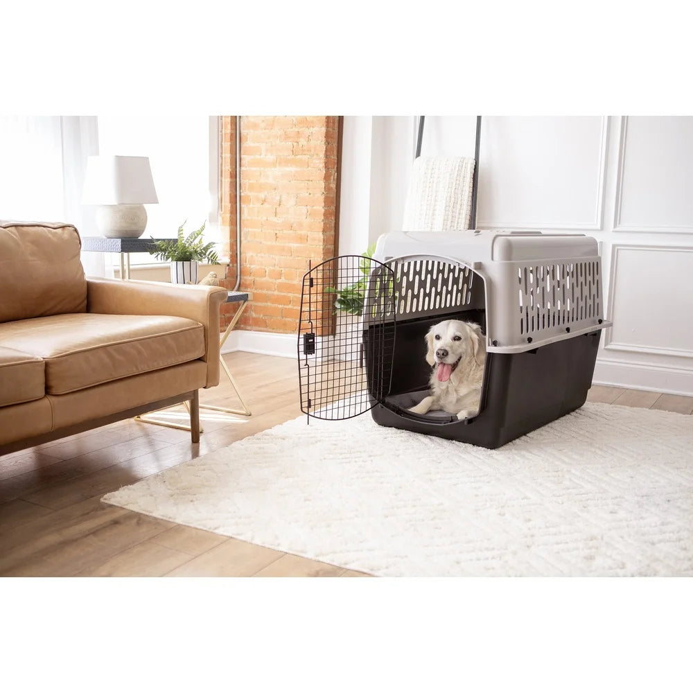 Large 40 Inch Dog Crate Plastic Carrier Heavy Duty Portable Pet Kennel Airline Approved Safe Secure Travel Crate for Large Dogs
