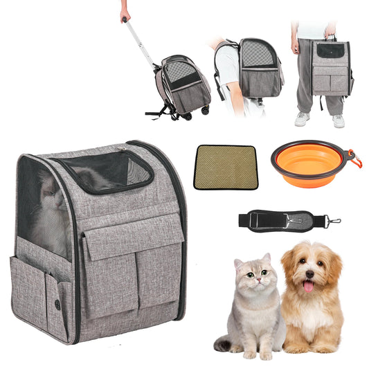 VEVOR Pet Carrier Backpack With Telescopic Handle Wheels