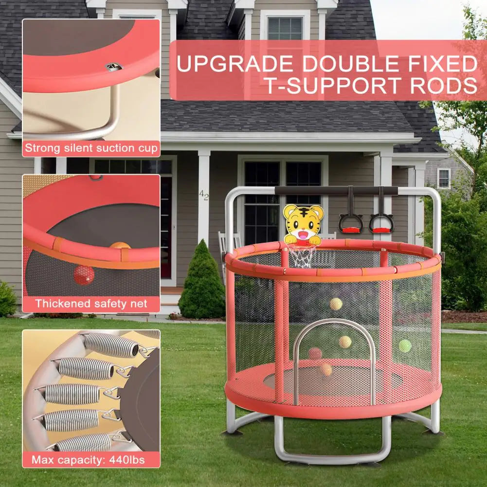 Kids Toddler Trampoline With Enclosure Net And Ocean Balls