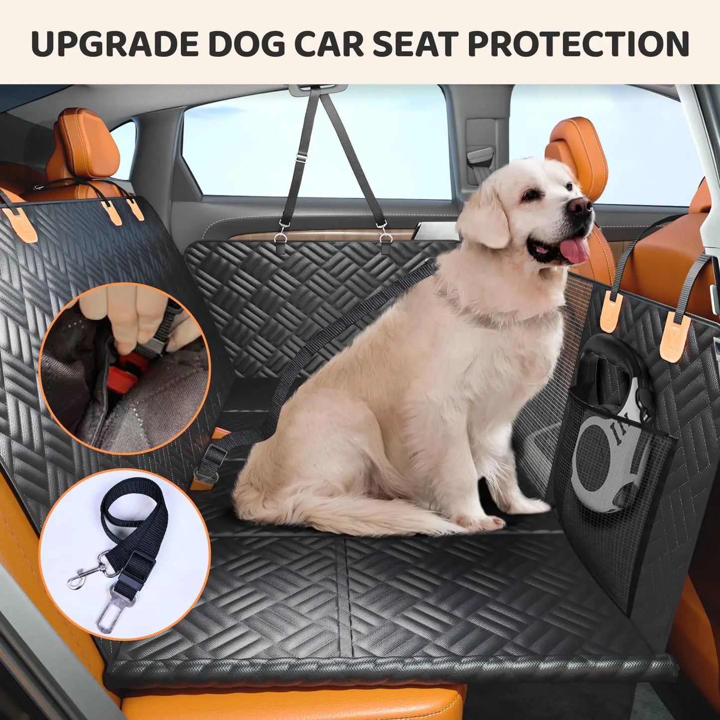 Car Rear Seat Dog Cover Extender 400 Pound 600D Hammock