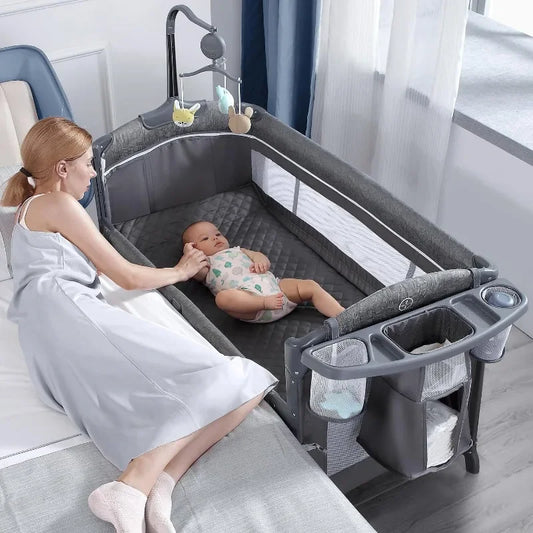 New Baby Bassinet Bedside Crib Pack And Play With Sheet