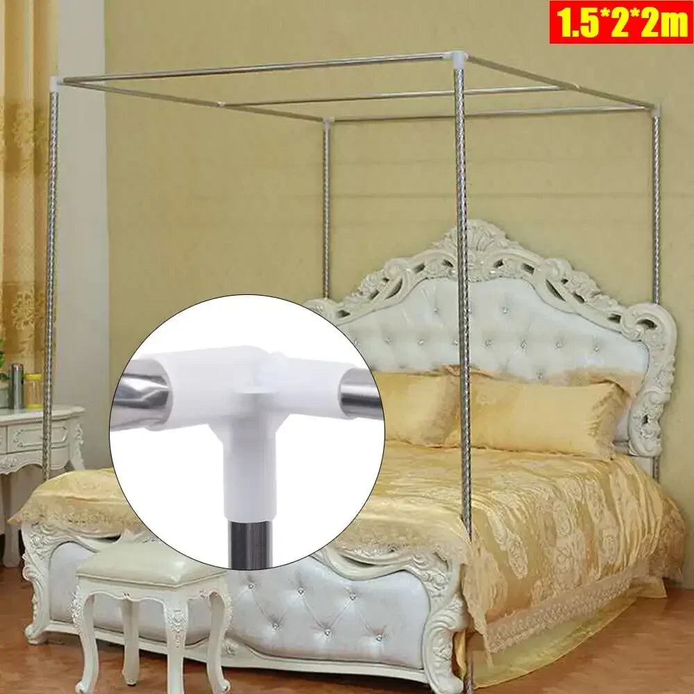 Stainless Steel Canopy Bed Frame With Mosquito Net Queen